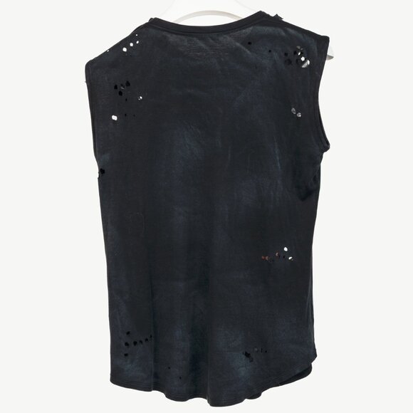 Balmain Black Cotton Distressed 3-Button Graphic Tank - Picture 3 of 11